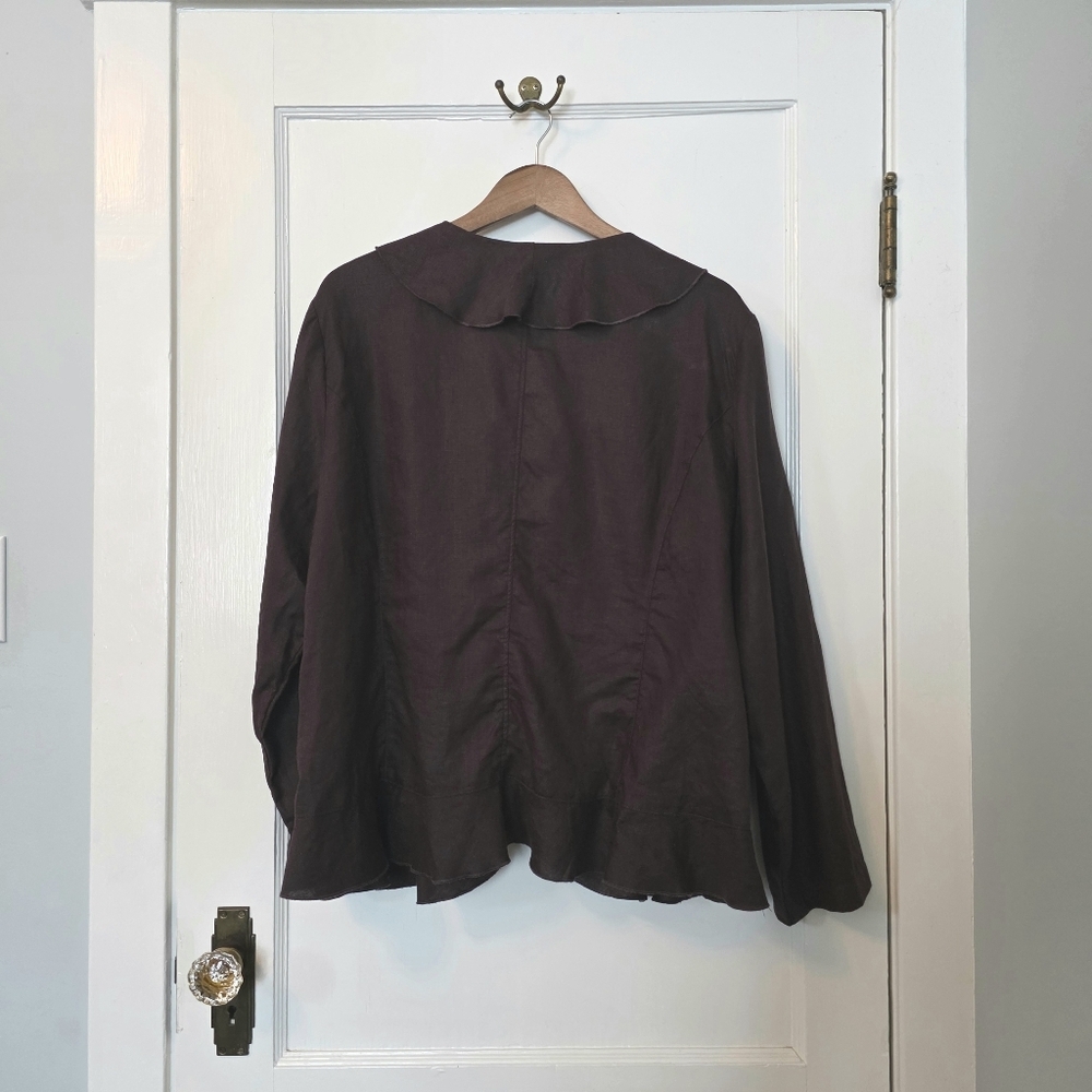 Laura Plus Linen Blazer – Plus Size 20 – Chocolate Brown - Picture 2 of 3